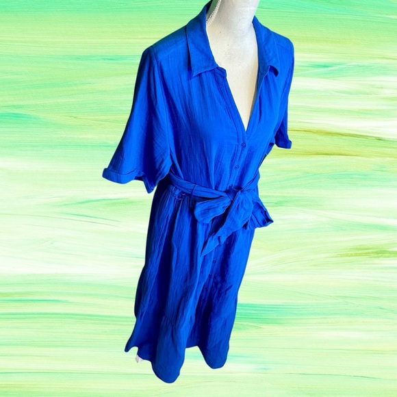 NWT Lane Bryant SS Split Neck Tie-Waist Maxi Dress in Royal Blue Size 10/12 - Picture 15 of 15